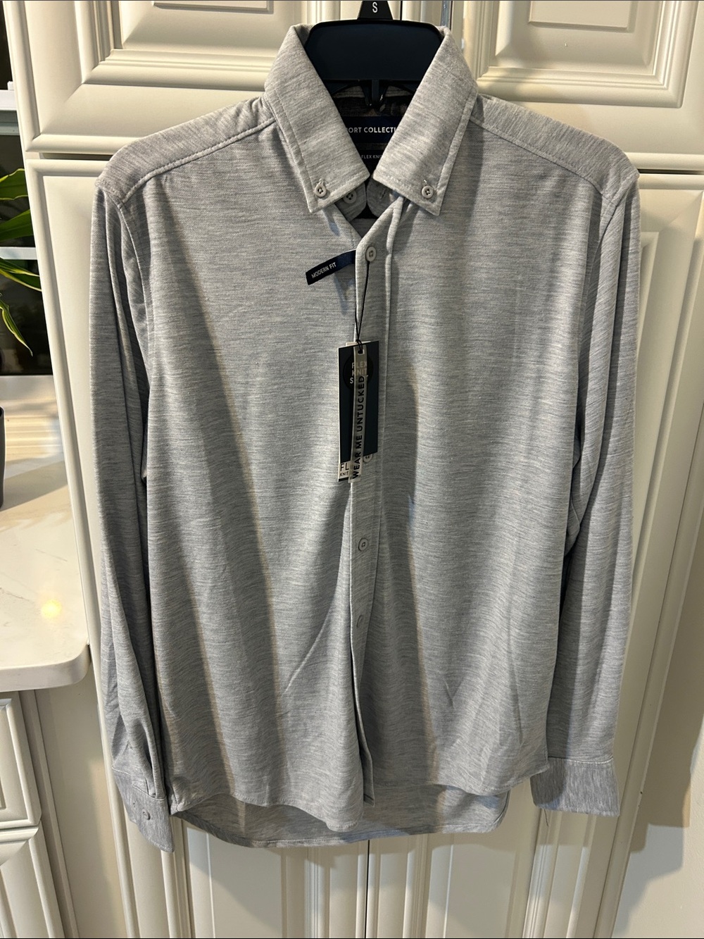 Report Collection Light Gray Men's Button-Down Shirt